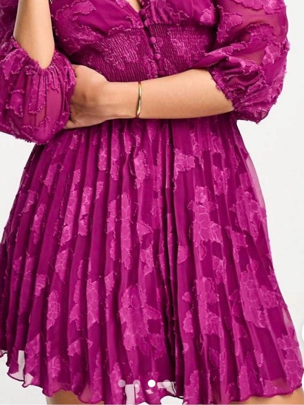 ASOS Fuchsia Textured Button-Front Dress - Picture 4 of 11